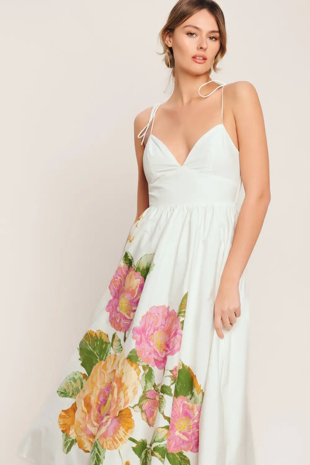 Smocked Cotton Printed Midi Dress