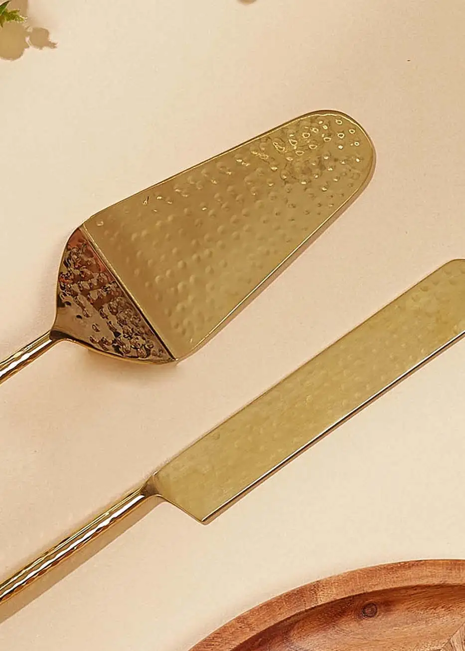 Artisan Hammered Cake Knife And Server