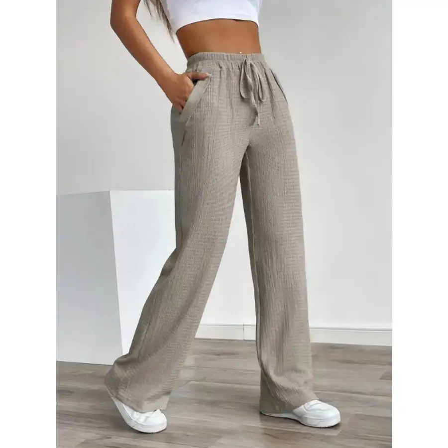 Texture Wide Leg Pants