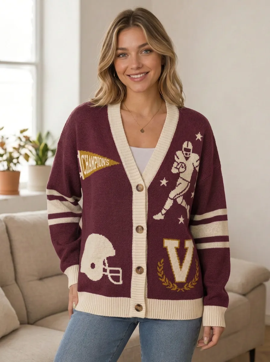 Women's Classic Gridiron Helmet Knit Cardigan