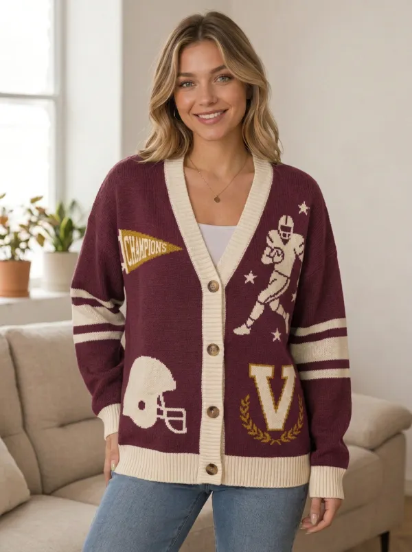 Women's Classic Gridiron Helmet Knit Cardigan