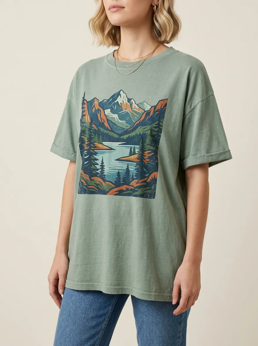 Women's Mountain Lake Forest Graphic T-Shirt