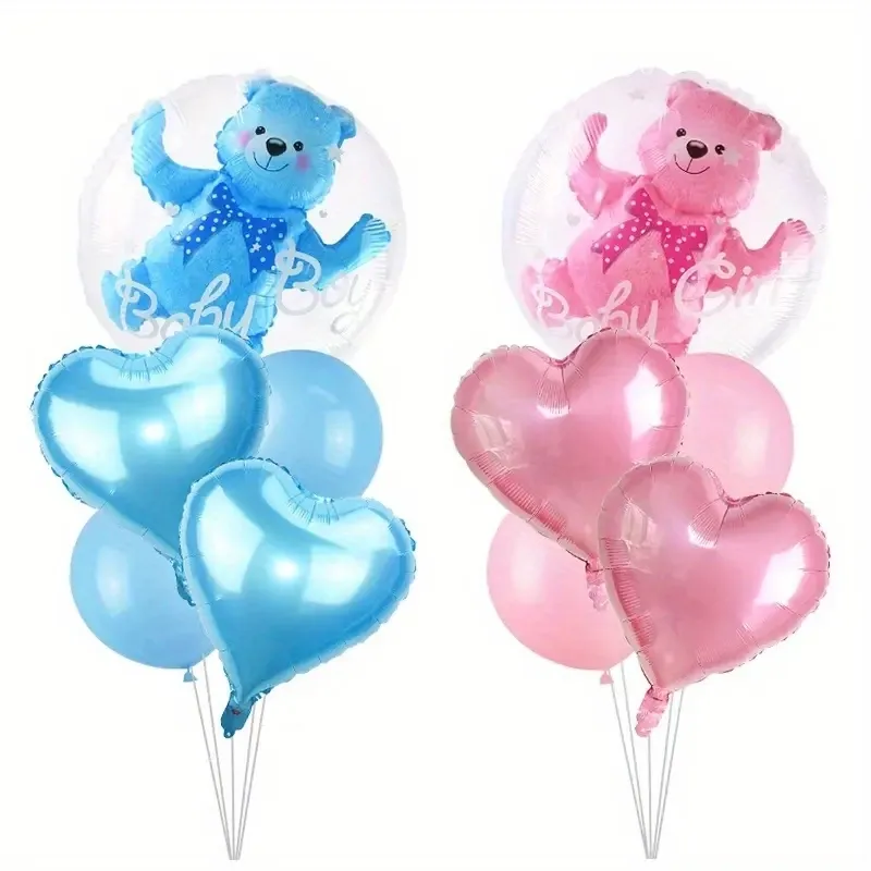 Teddy Bear Heart Balloon Set