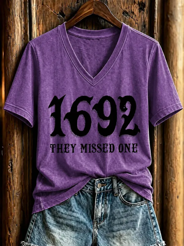 Women's Casual Halloween Witch Print T-Shirt