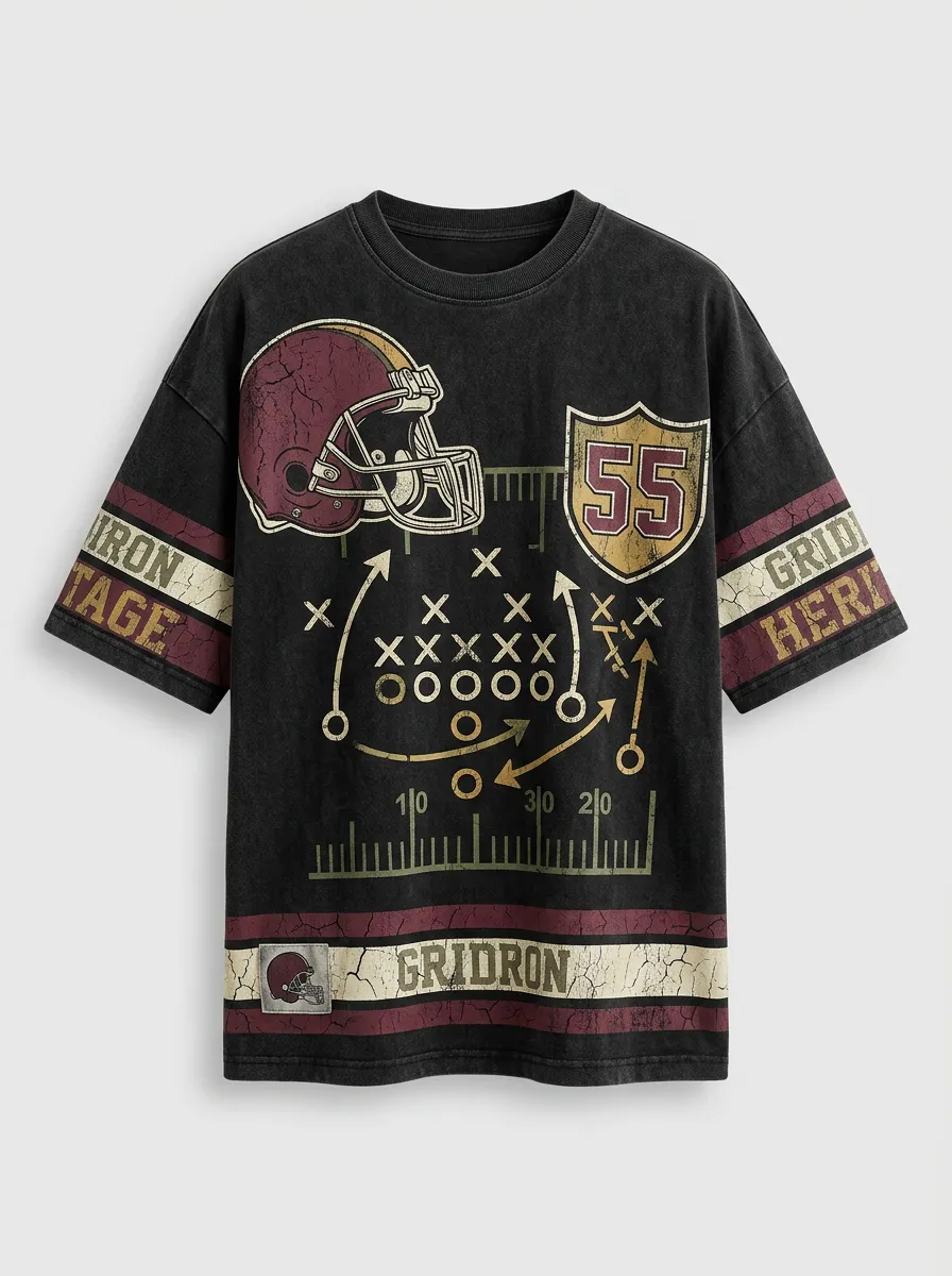 Men's American Football Lover Gridiron Heritage Printed T-shirt