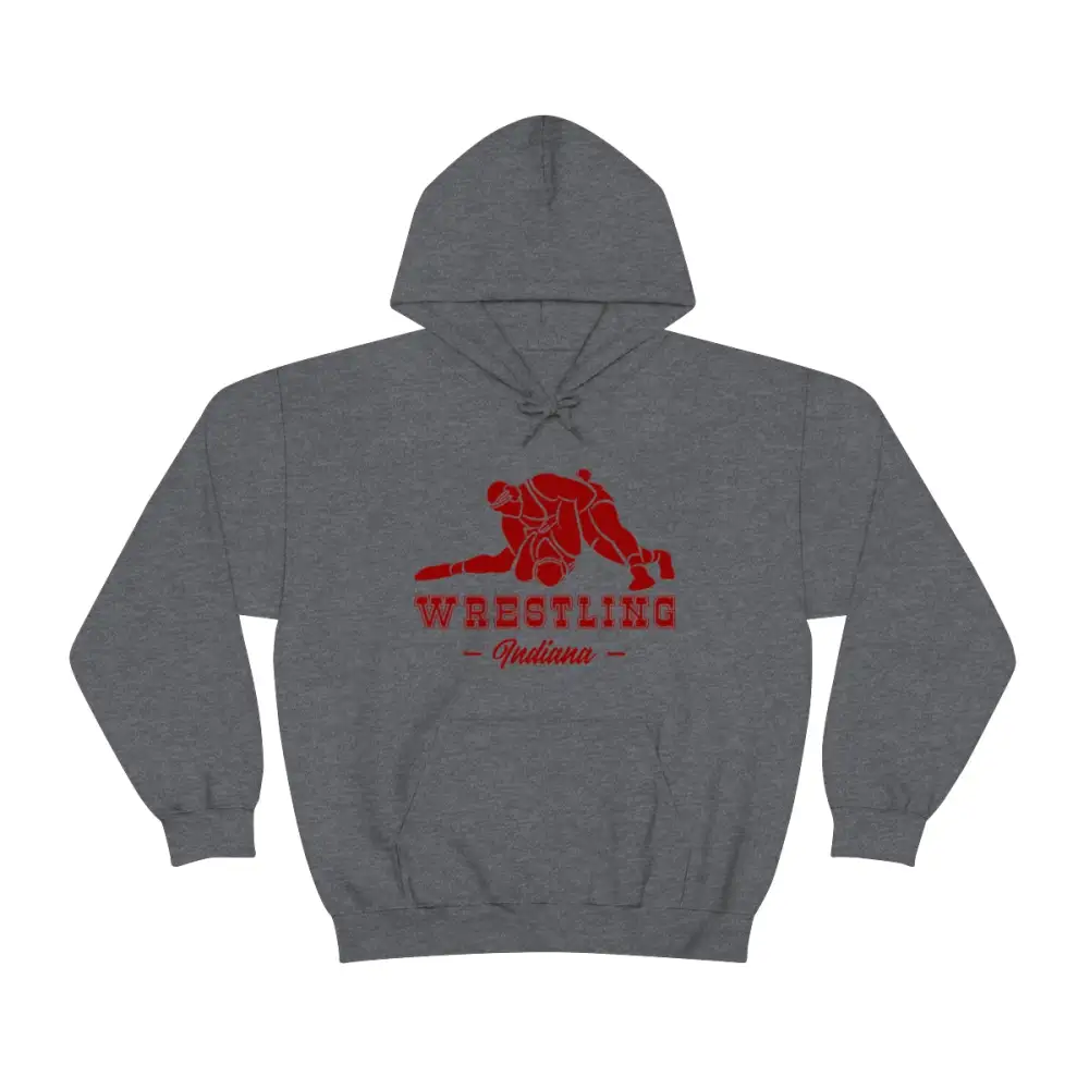 Relaxed Minimal Emblem Wrestling Graphic Pullover Hoodie