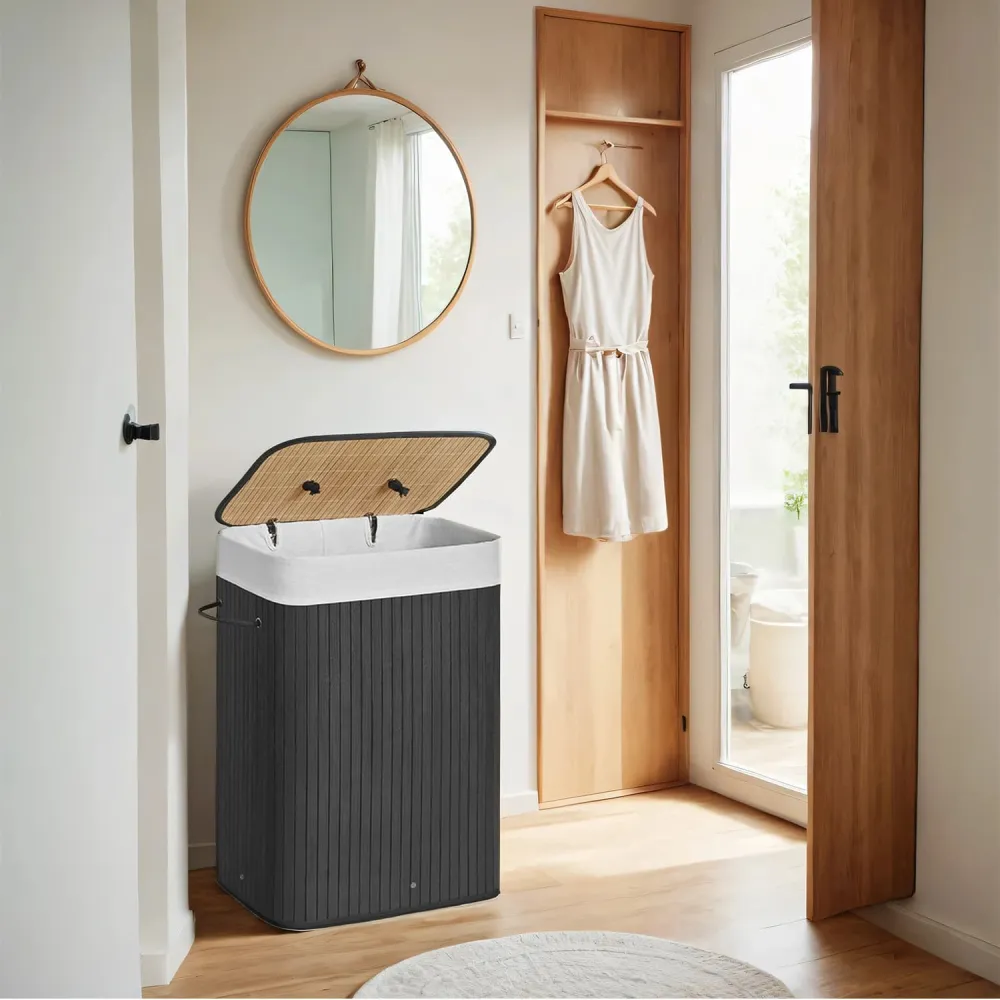 Everyday Lidded Bamboo Foldable Laundry Storage Hamper