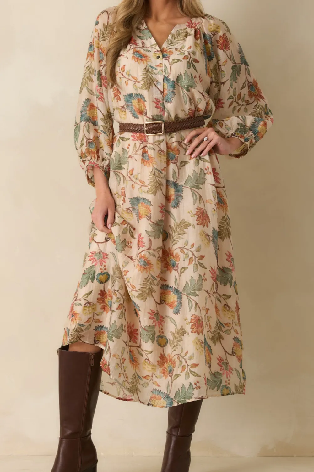 Floral Long Sleeve Maxi Dress