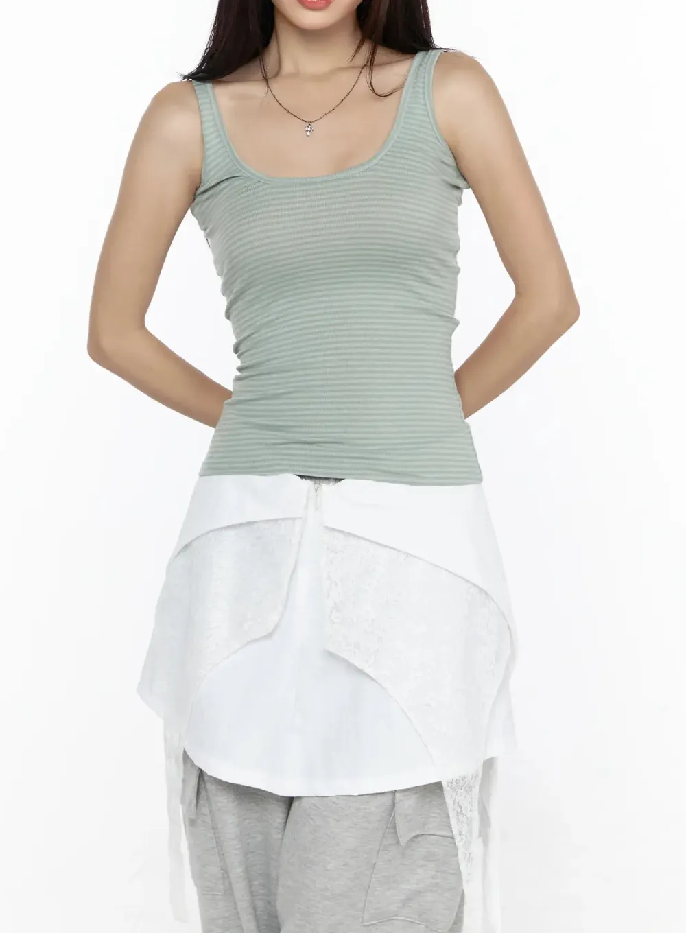 Striped U-Neck Tank Top