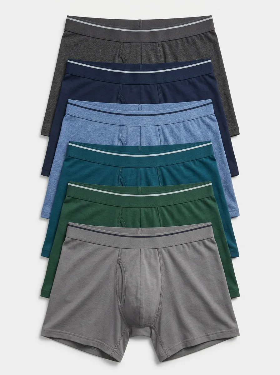 Men's Mid Rise Striped Pattern 6-Pack Boxer Briefs