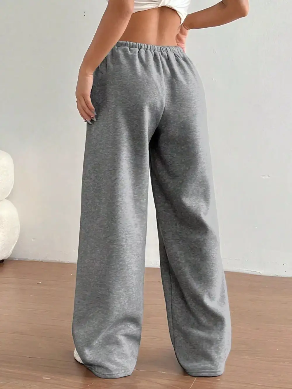 High Waist Drawstring Wide Leg Pocketed Casual Joggers