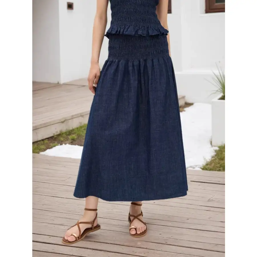 Everyday Elastic Waist Midi Skirt
