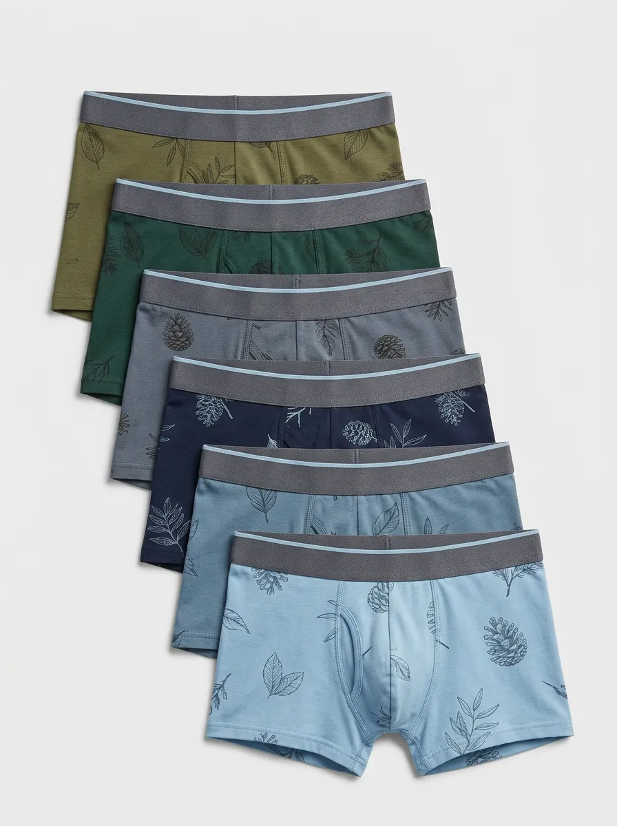 Men's Nature Lover Pinecone Leaf 6-Pack Boxer Briefs