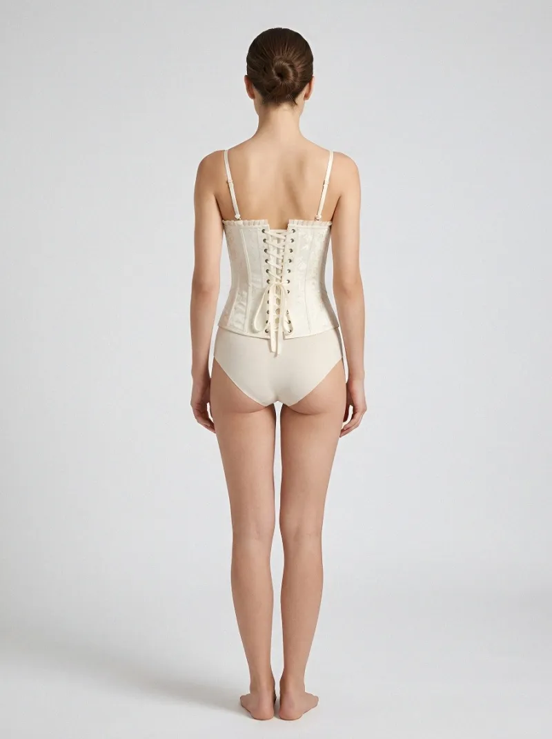 Floral Ruffle-Trim Vintage-Inspired Women's Corset Top