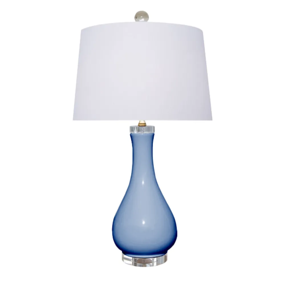 Teardrop Porcelain Drum-Shade Table Lamp