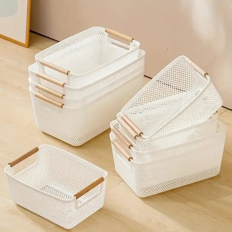2pcs Modern Open-Top Plastic Storage Basket