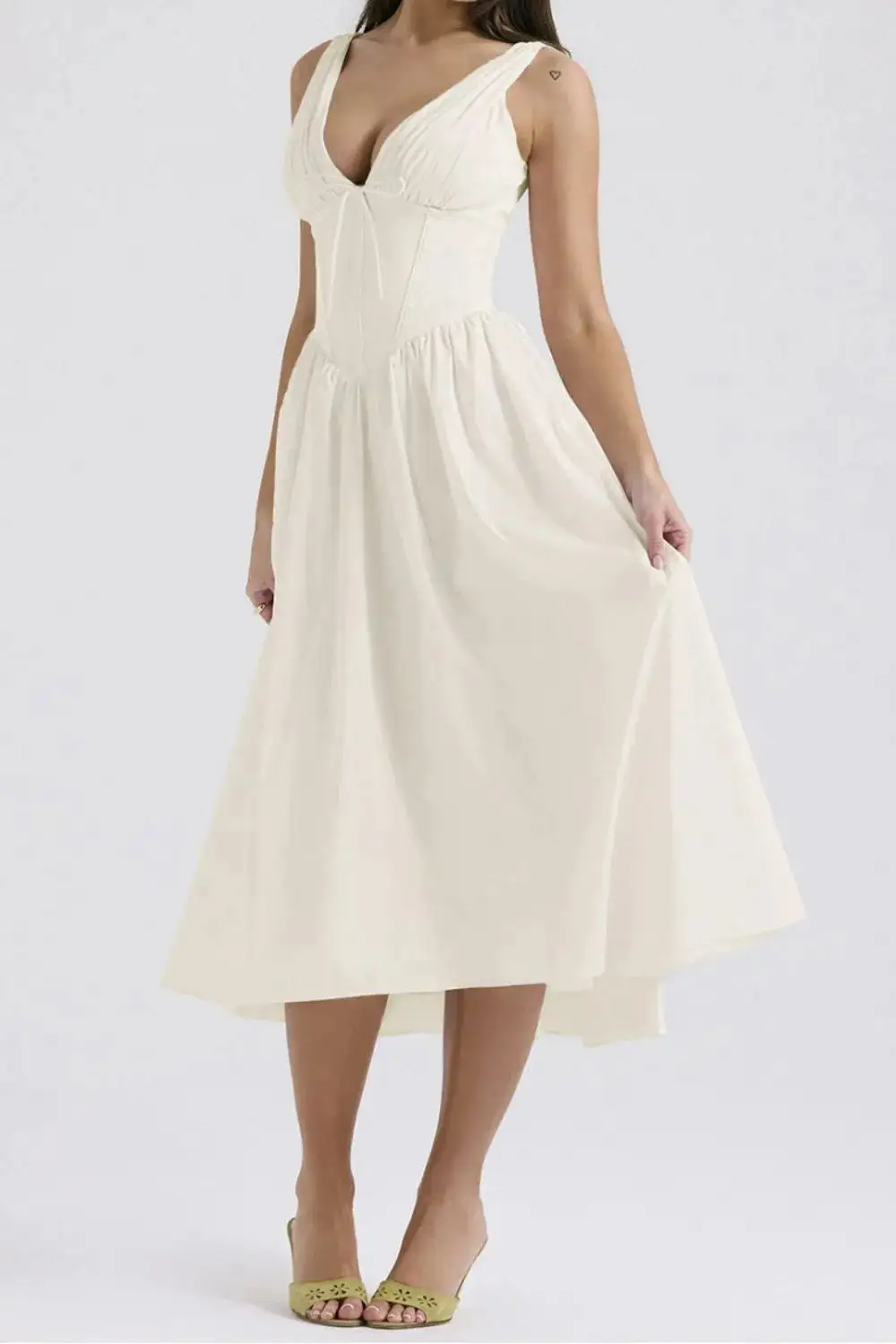 Modern V Neck Sleeveless Casual Dress