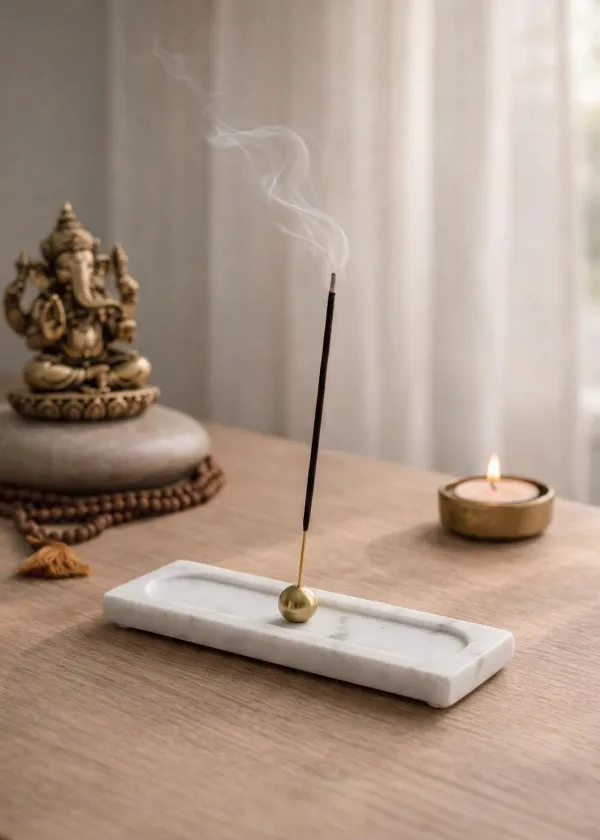 Galaxy Marble Incense Holder White