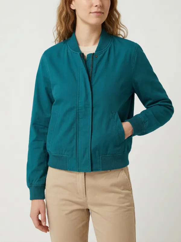 Women's Olive Green Casual Solid Bomber Jacket