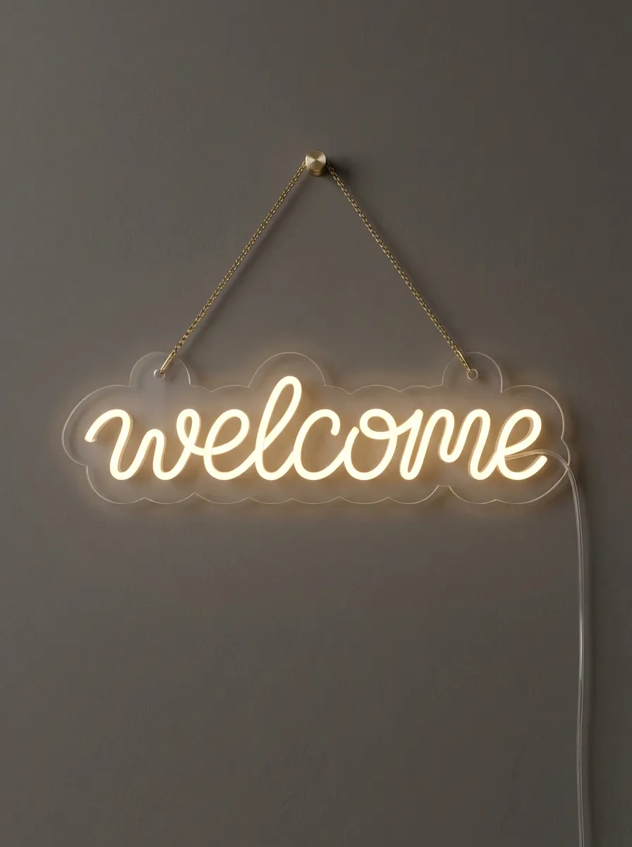 Portable Cursive Script Welcome Neon Sign
