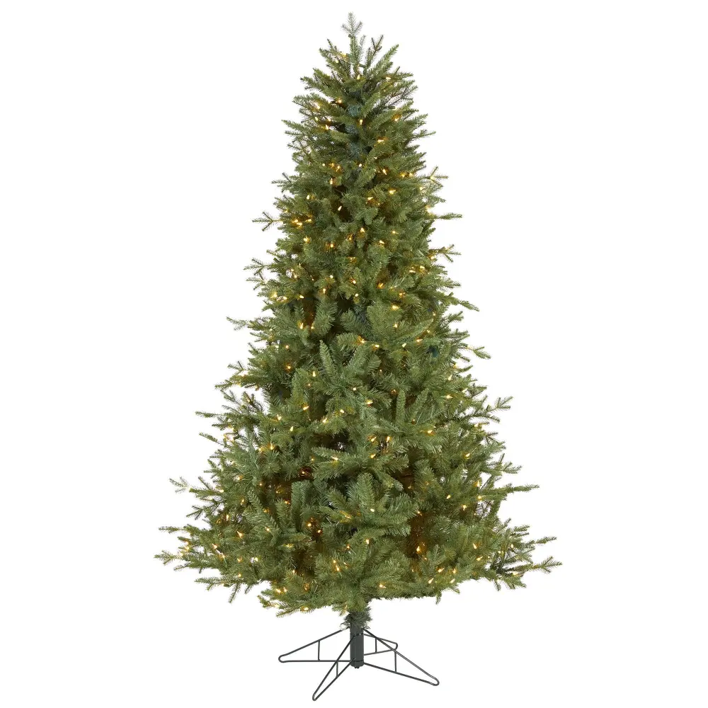 New Hampshire Spruce Artificial Christmas Tree with Warm Lights and Bendable Branches Botanical Accent