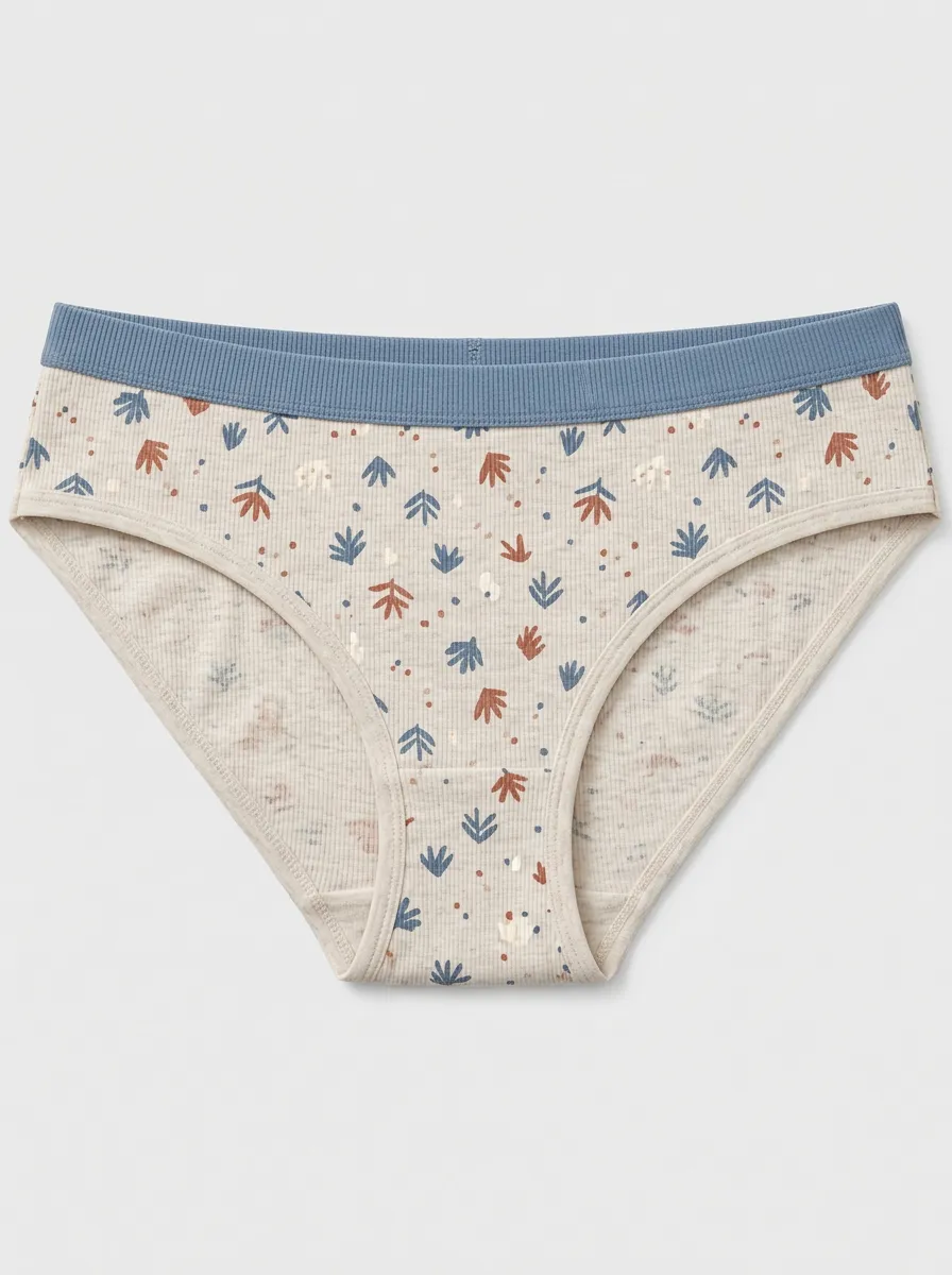 Women's Patterned Panties with Leaf Botanical Detail