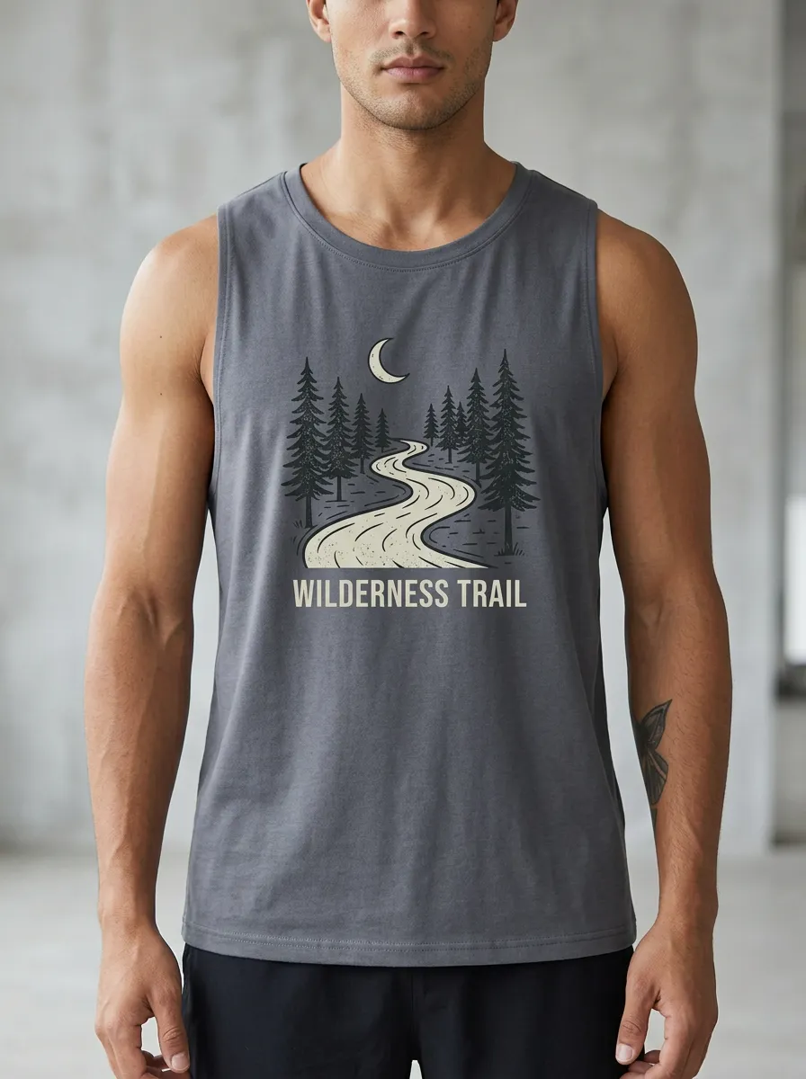 Men's Wilderness Trail Moon Forest Printed Tank Top