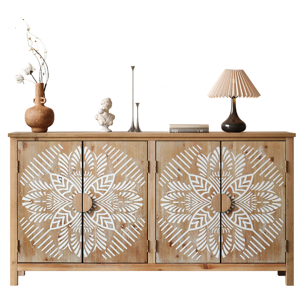 Wood Accent Cabinet with Doors and