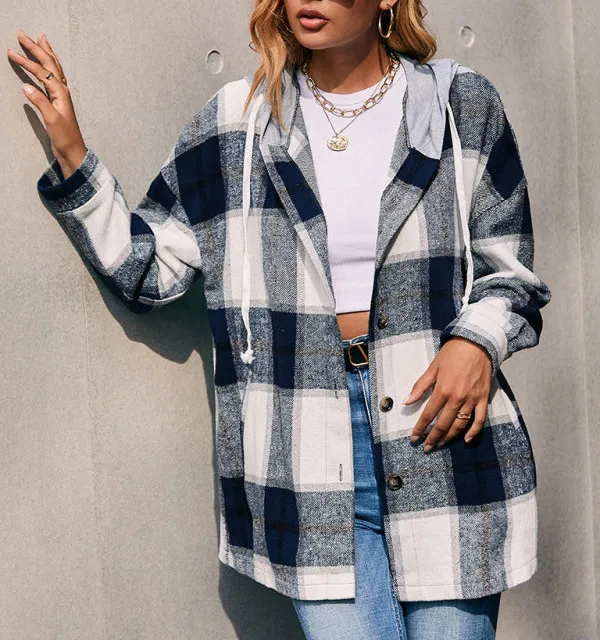 Hooded Collared Cotton Knit Cardigan