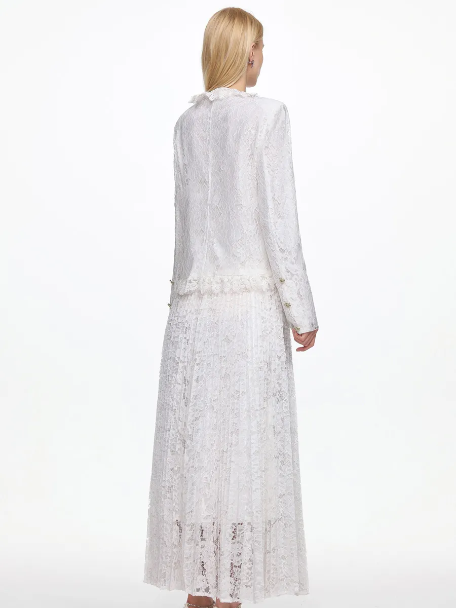Marina Romantic Long Sleeve Lace Two Piece Set