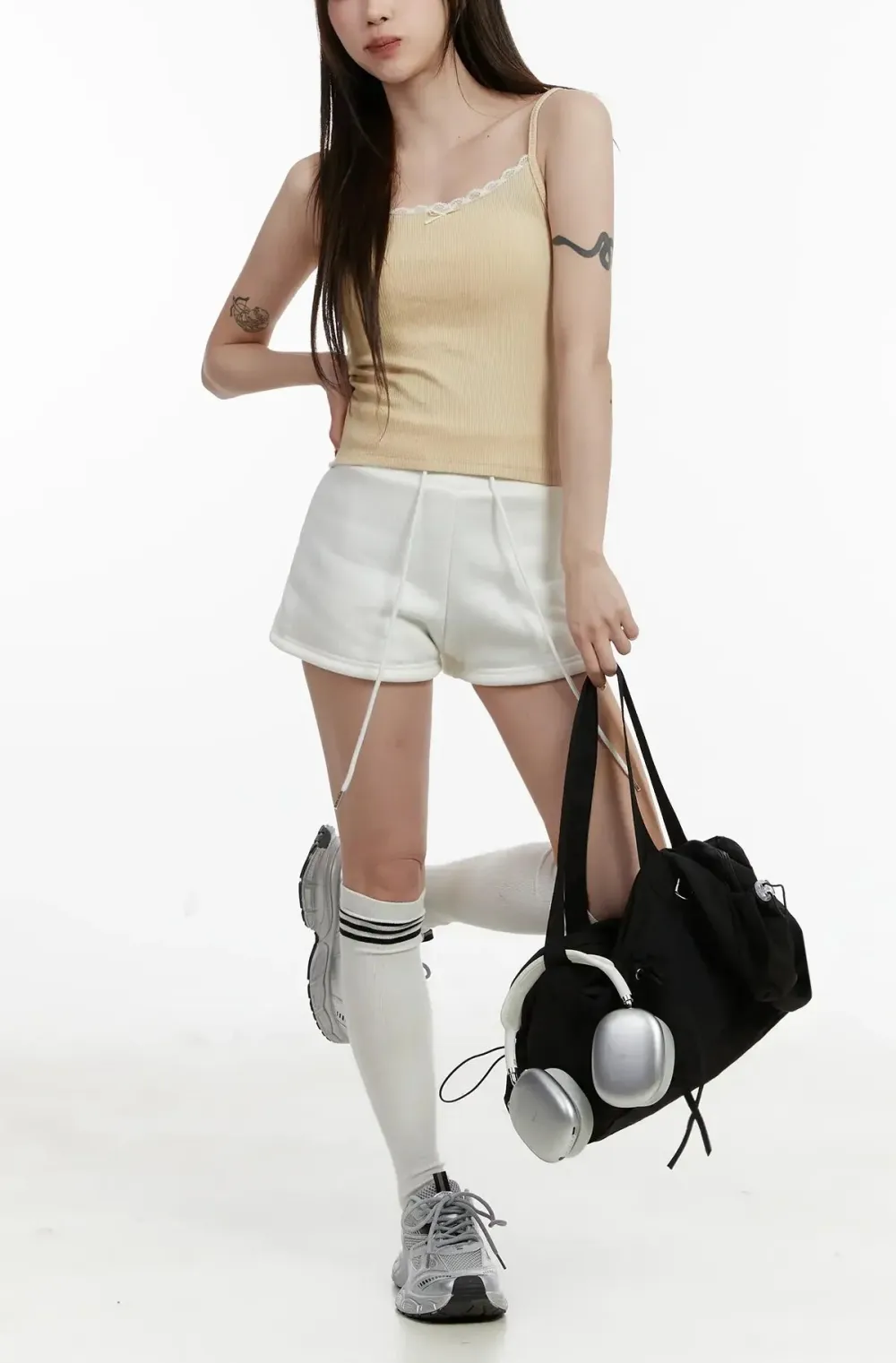Lace Trim Cropped Tank Top