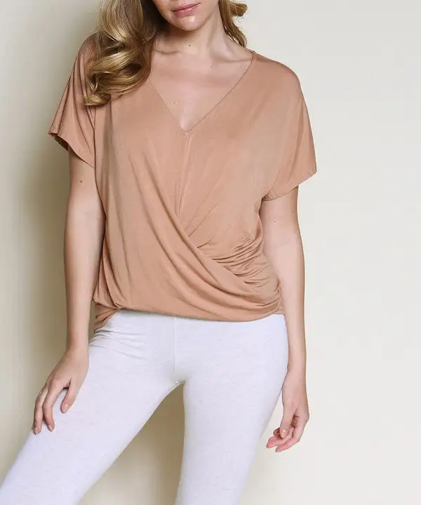 Bamboo Twist Front Dolman Top Tee