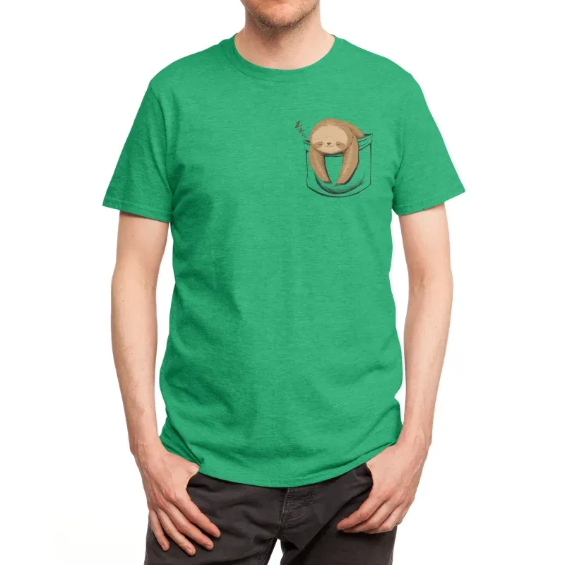 Simple Design Cartoon Decoration Imitation Pocket Short Sleeve Shirt