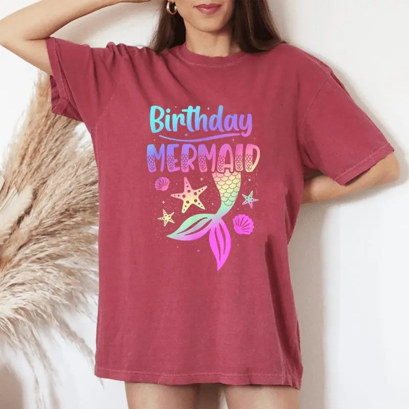 Birthday Mermaid Party N Girl Mermaid Women Women's Oversized Comfort T-Shirt