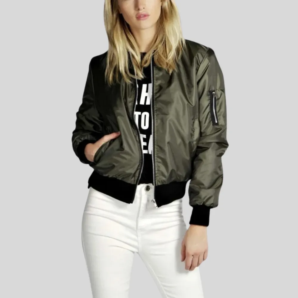 Structured Zip Front Bomber Jacket