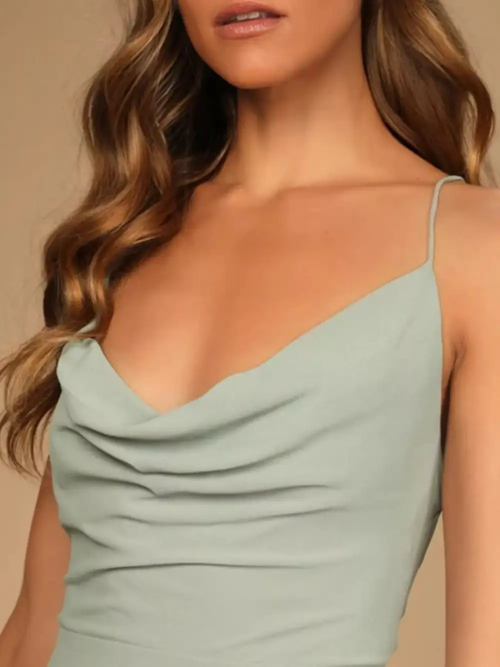 Relaxed Slit Cowl Neck Maxi Dress