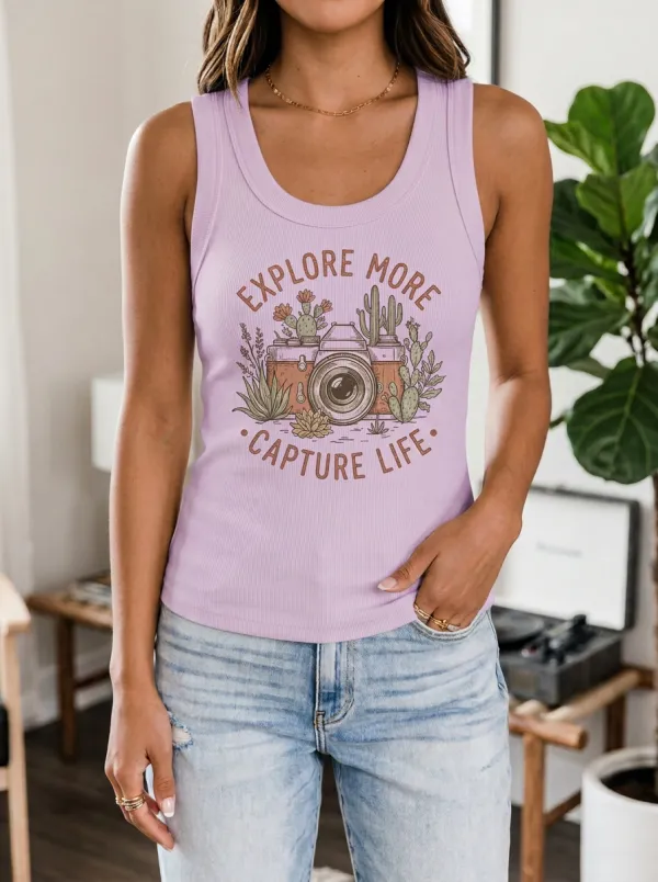 Photography Lover Cactus Camera Tank Top