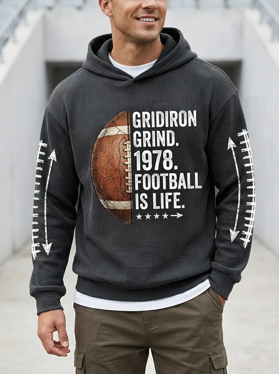 Men's Football Lover Gridiron Grind 1978 Printed Hoodie