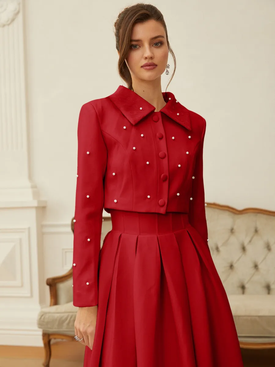 Brooklyn Pearl Jacket & Pleated Skirt Set