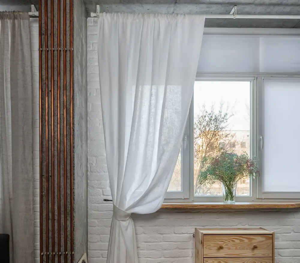 Rod Pocket Lined Linen Curtain