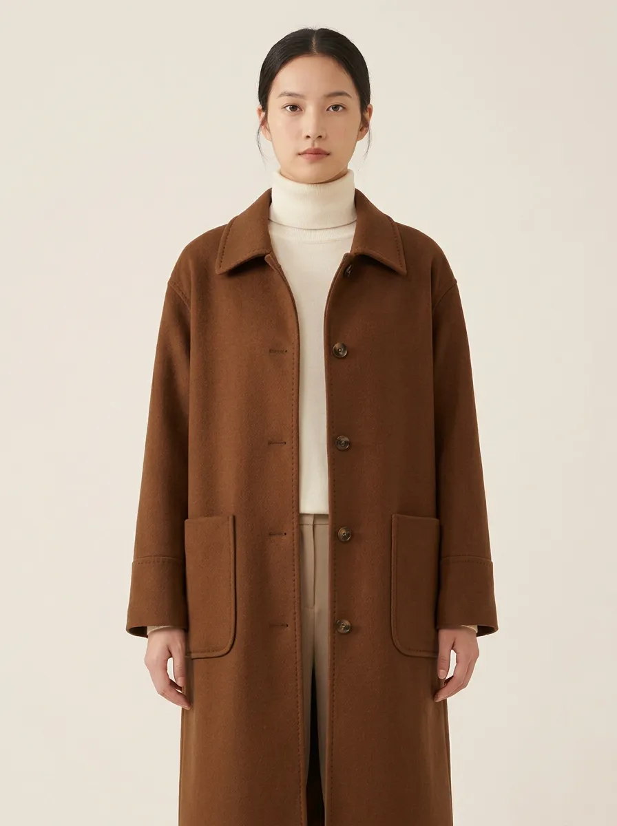 Minimal Wool-Blend Longline Outerwear Coat