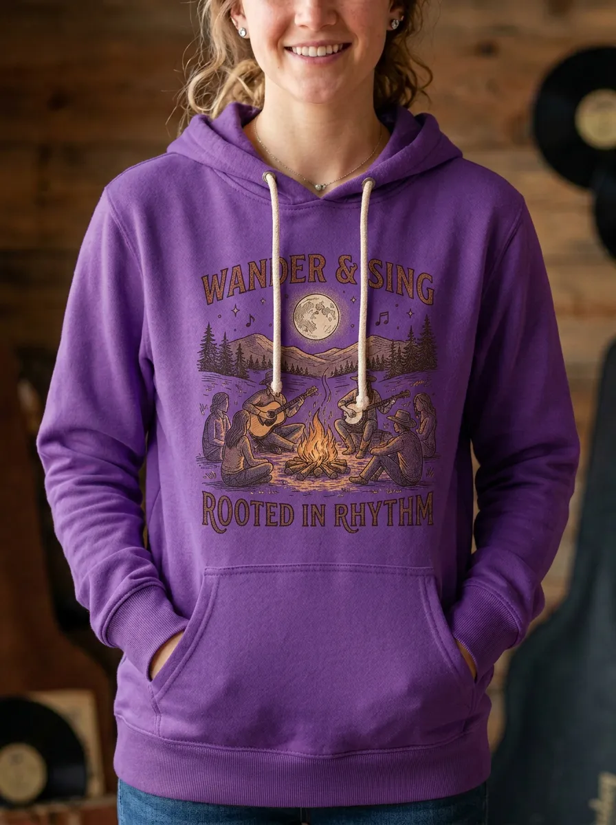 Rustic Women's Country Music Printed Hoodie