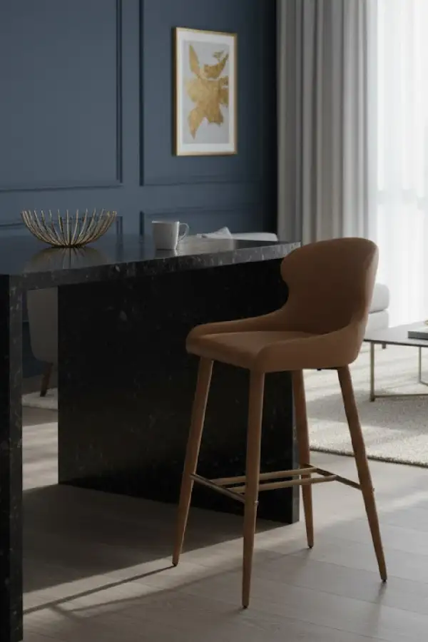 Shell-Seat Leather Bar Stool