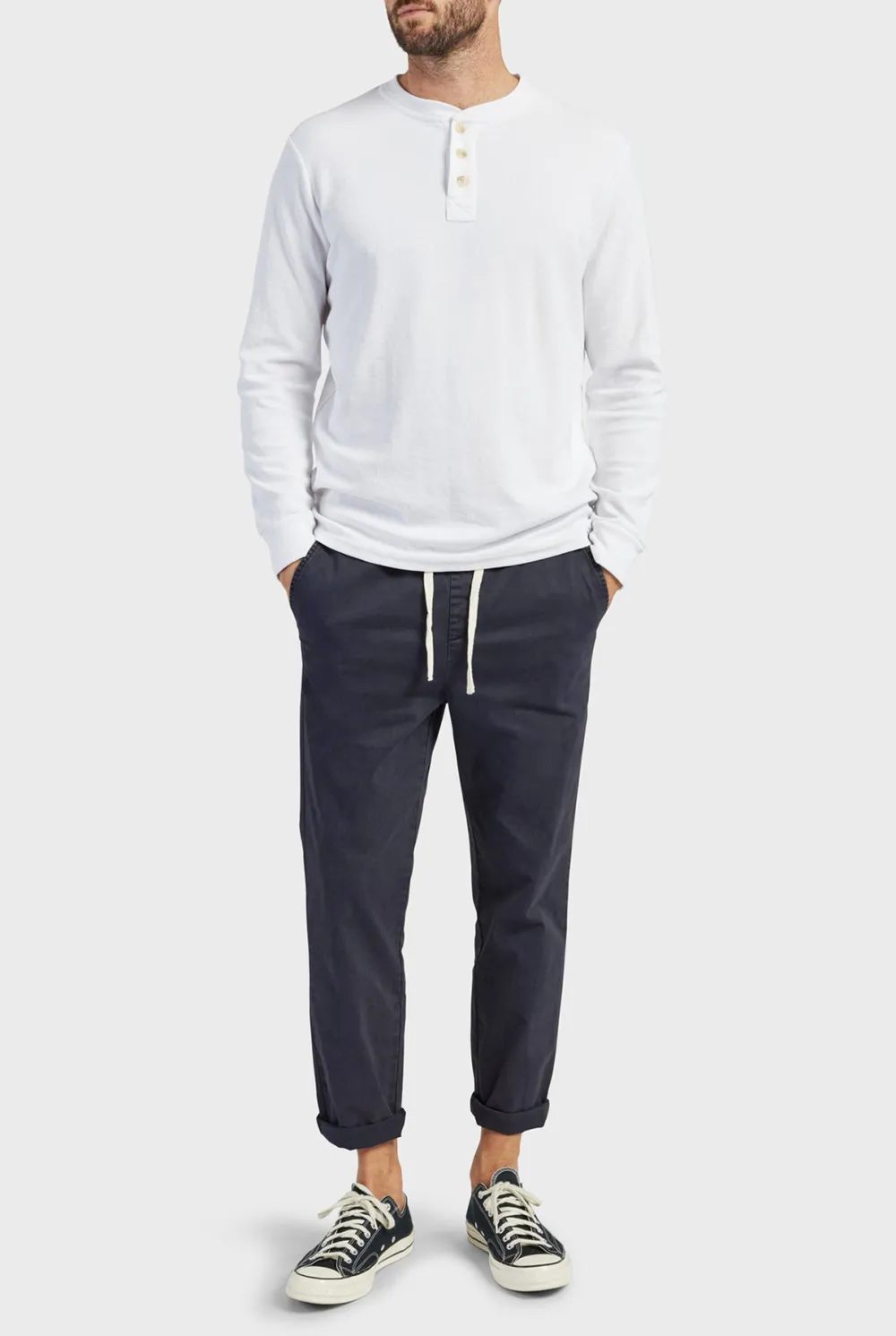 Casual Tapered Fit Cotton Blend Chino Pants