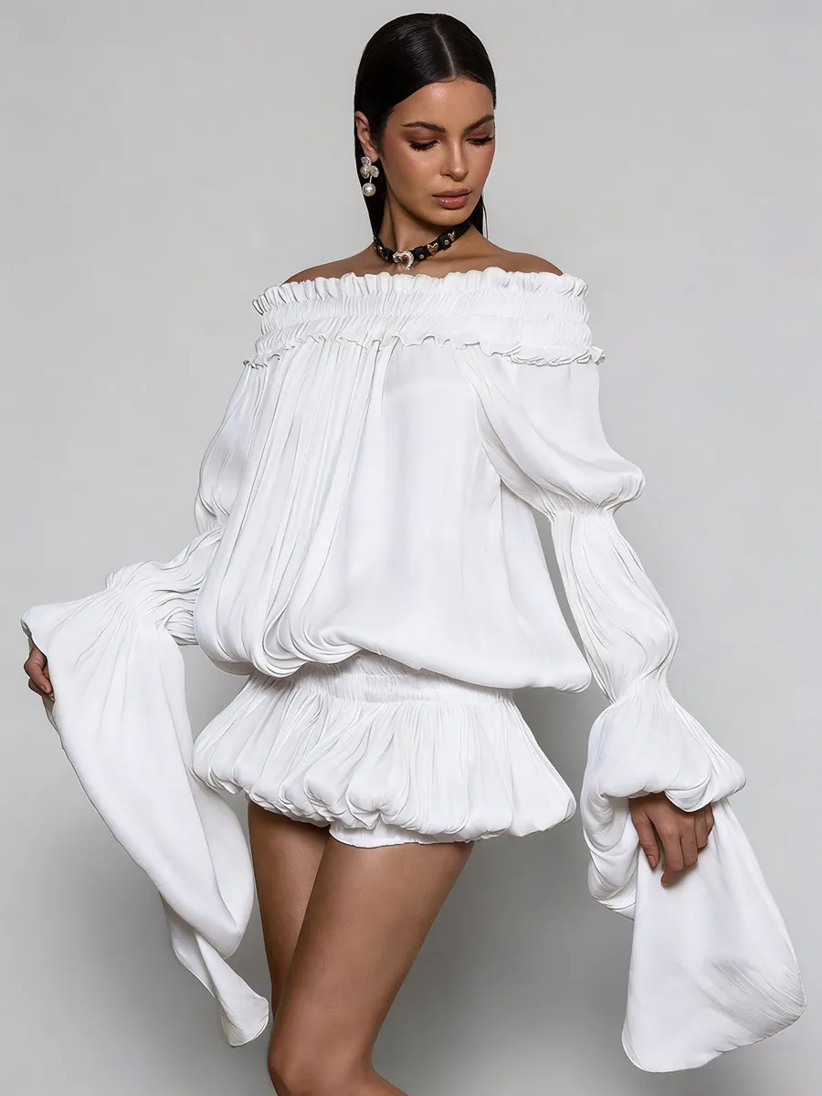 Karina Off Shoulder Ruched Dress Set