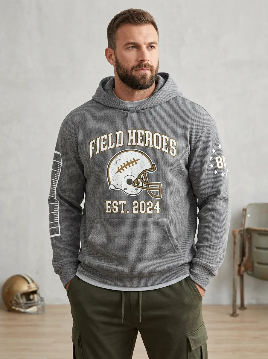 Men's American Football Lover Field Heroes Helmet Printed Hoodie