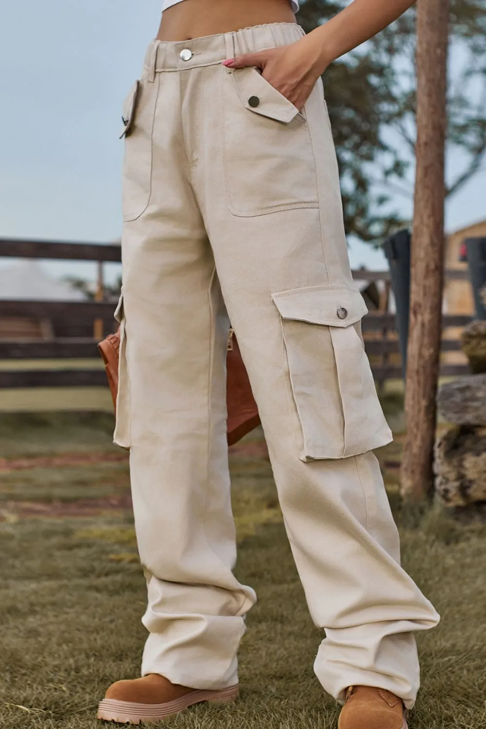 Loose Fit Long Jeans With Pocket