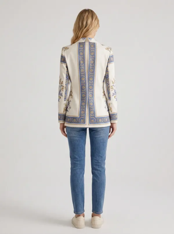 Women's Baroque Floral Pattern Printed Blazer