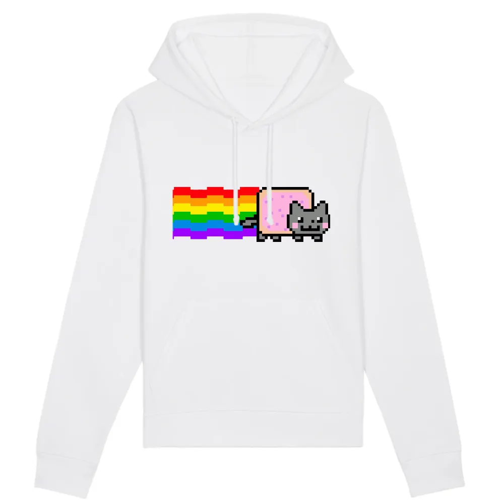 Pixel Cat Graphic Pullover Hoodie
