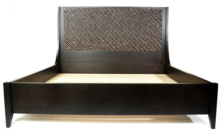 Coconut Shell Mahogany Wood Checkerboard Platform Bed